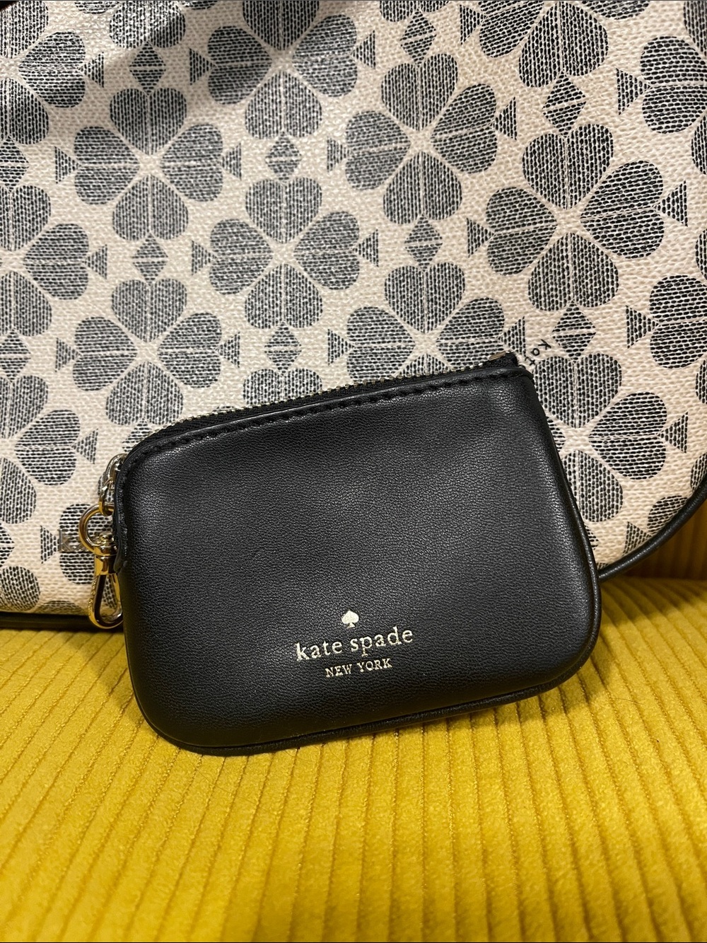 kate spade Cream and Black Spade Flower Shoulder Bag with Adjustable Black Strap - Picture 9 of 9